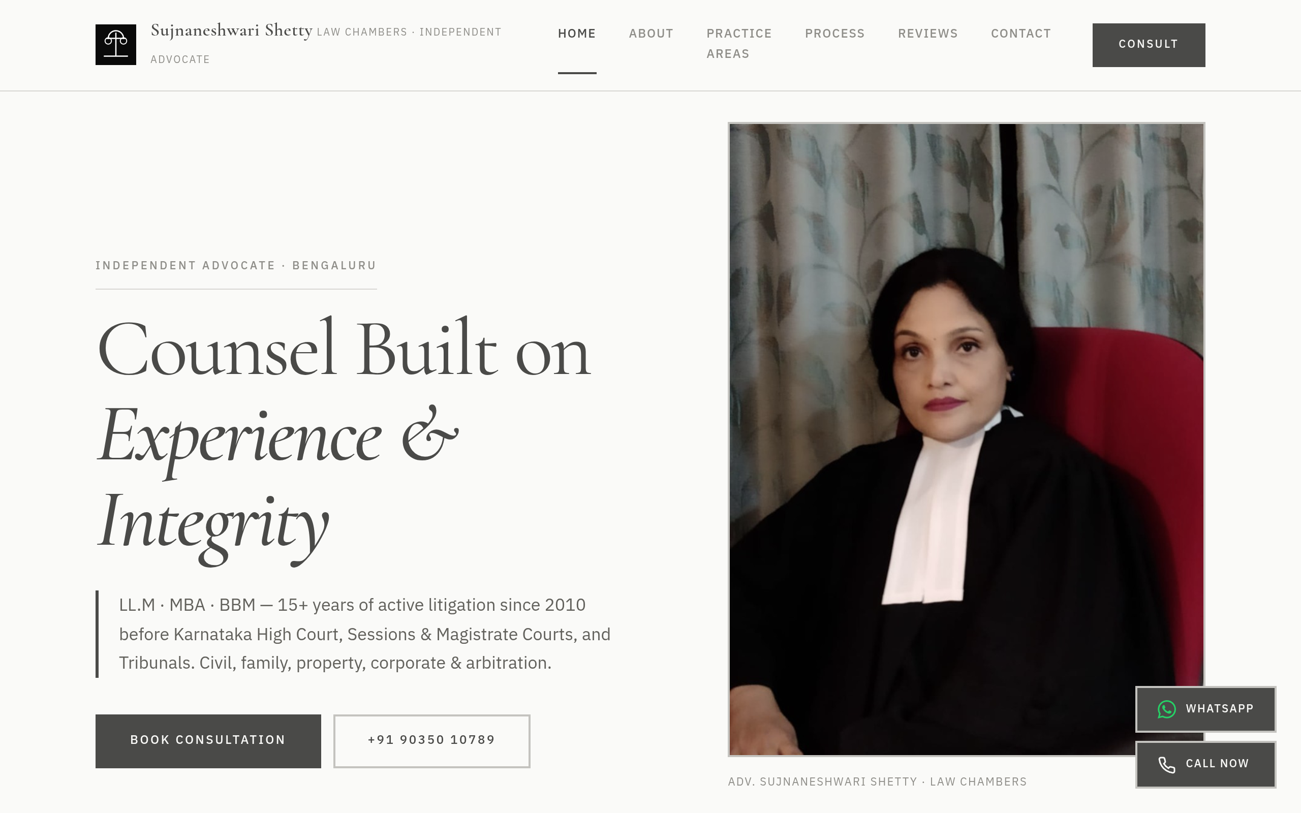 Advocate Sujnaneshwari Shetty website preview