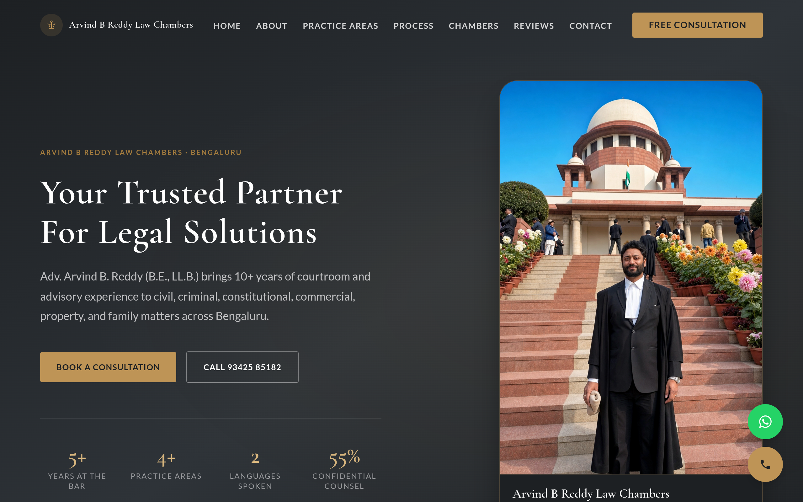 Arvind B Reddy Law Chambers website preview